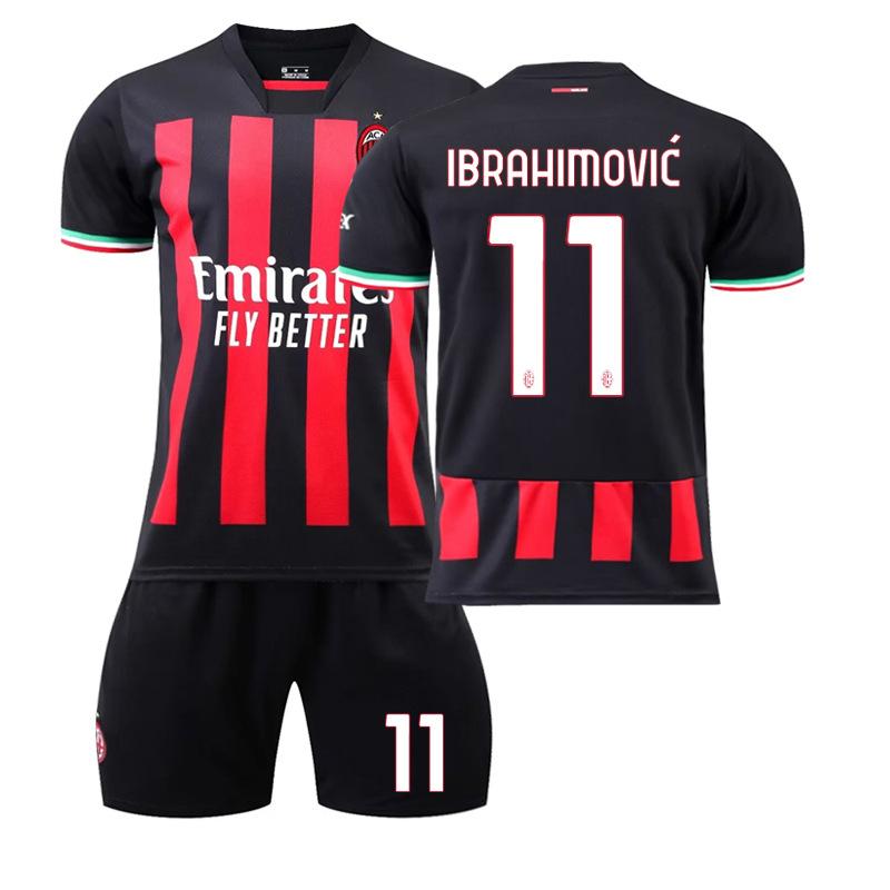 Домашняя футболка AC Milan 2022-23 #11 Ибрагимович #9 Жиру #17 Леау #19 Тео Футбольные майки