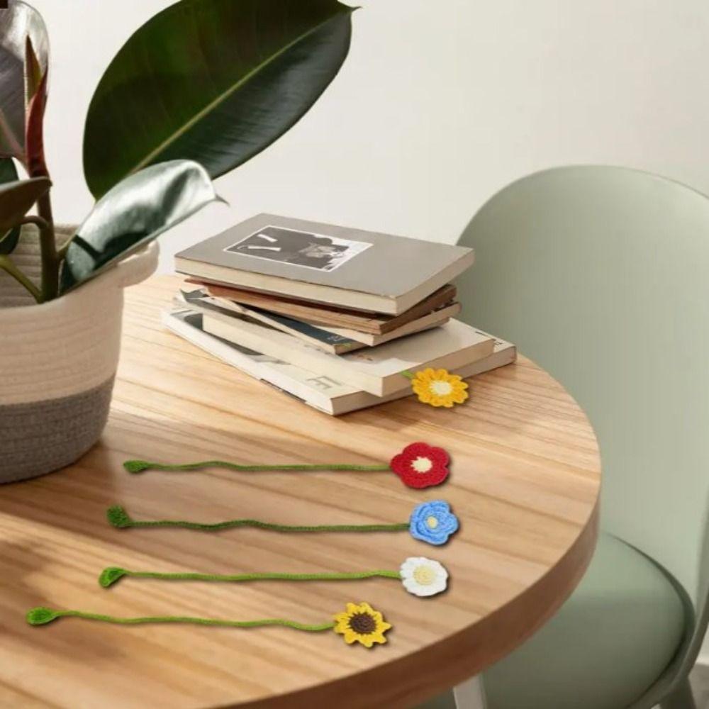 Unique Knitted Bookmark Daisy Flower Crochet Book Marker Creative Floral Pendants  Decors