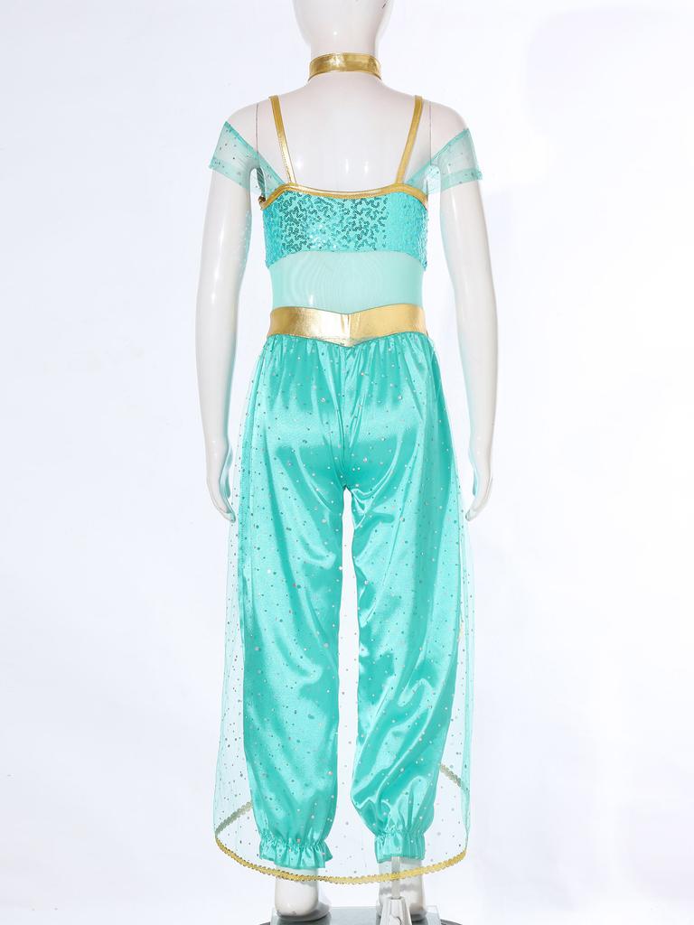 Необычный костюм арабской принцессы для девочек, комбинезон для танца живота, костюм на Хэллоуин, нарядное платье для косплея