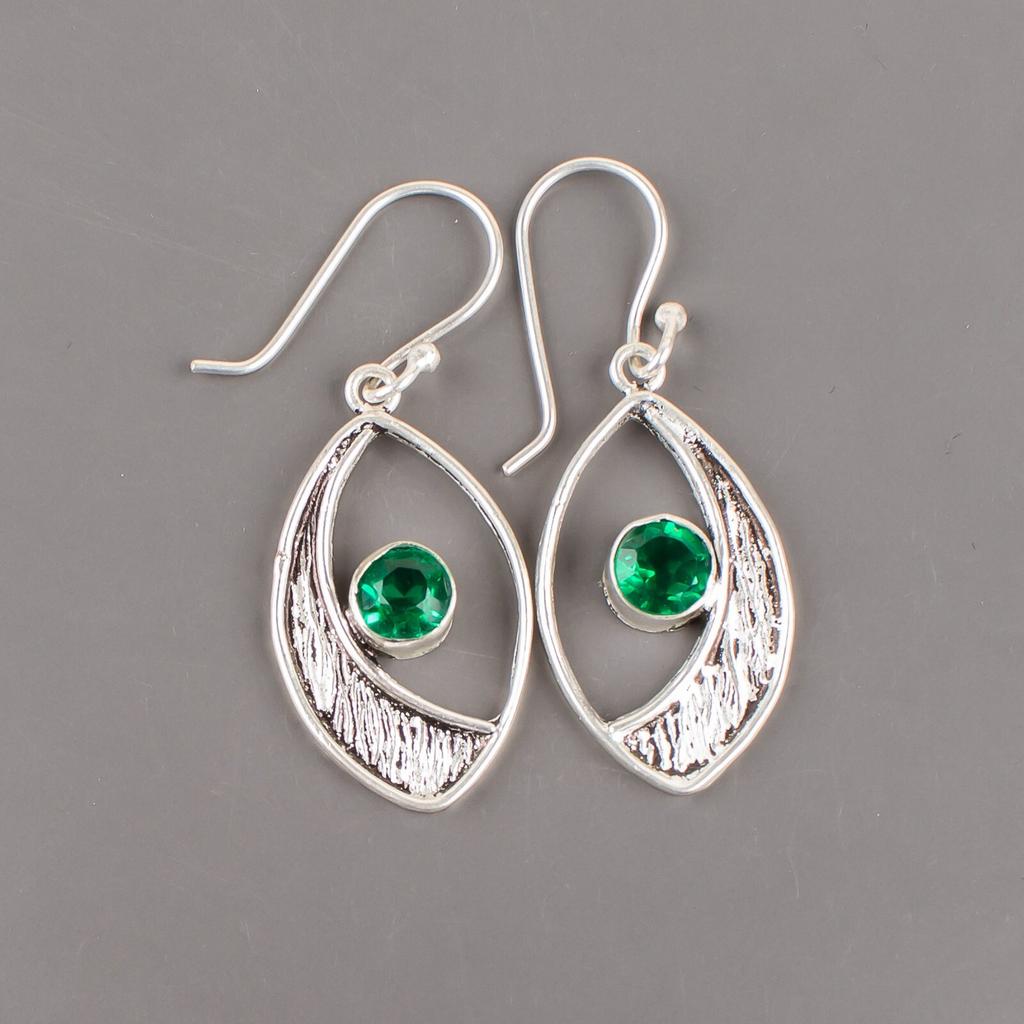 Chrome Diopside Gemstone 925 Sterling Silver Jewelry Handmade Boho Earrings1.60" EE-61-6