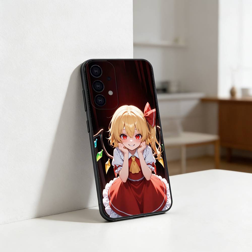 Чехол для телефона TouHou Project Фландр для Samsung S25,24,23,22,30,21,10,9,Ultra,Plus,Lite Мягкий черный чехол