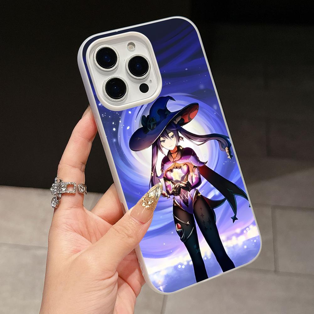 Game GI Mona Jelly Double layer White Mobile Phone Case for iPhone 17 16 15 14 13 12 11 Air Pro Max Plus Protective