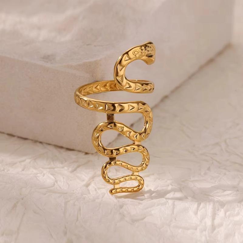 Ретро Кольцо из Титановой Стали Женское Золотая Змея Универсальное Простое Хип-Хоп Личность Открытая Змея Горячая Распродажа Тренд