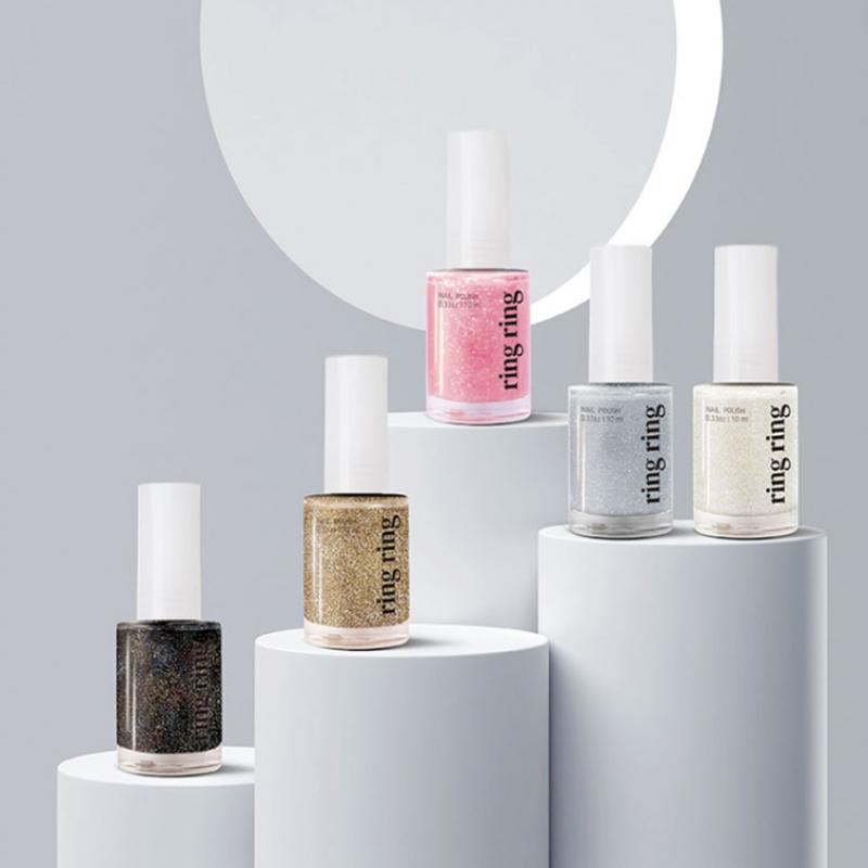 Daiso Ring Glitter Nail 10ml Sparkling Pink