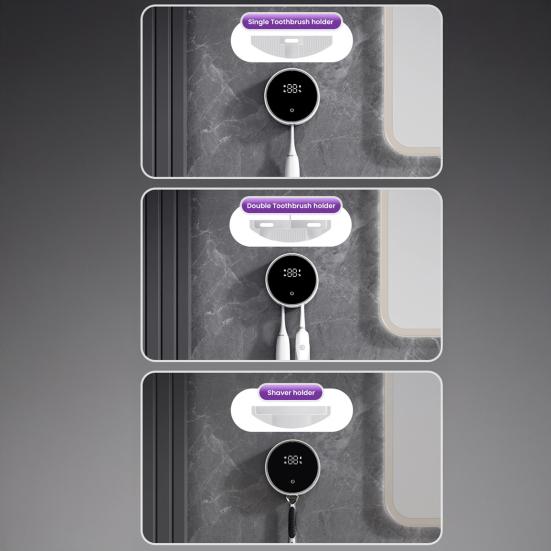 УФ-дезинфицирующее средство для зубных щеток с автоматическим датчиком открытия/закрытия крышки со светодиодным дисплеем, USB-аккумулятором, настенным держателем для электрической зубной щетки для ванной комнаты