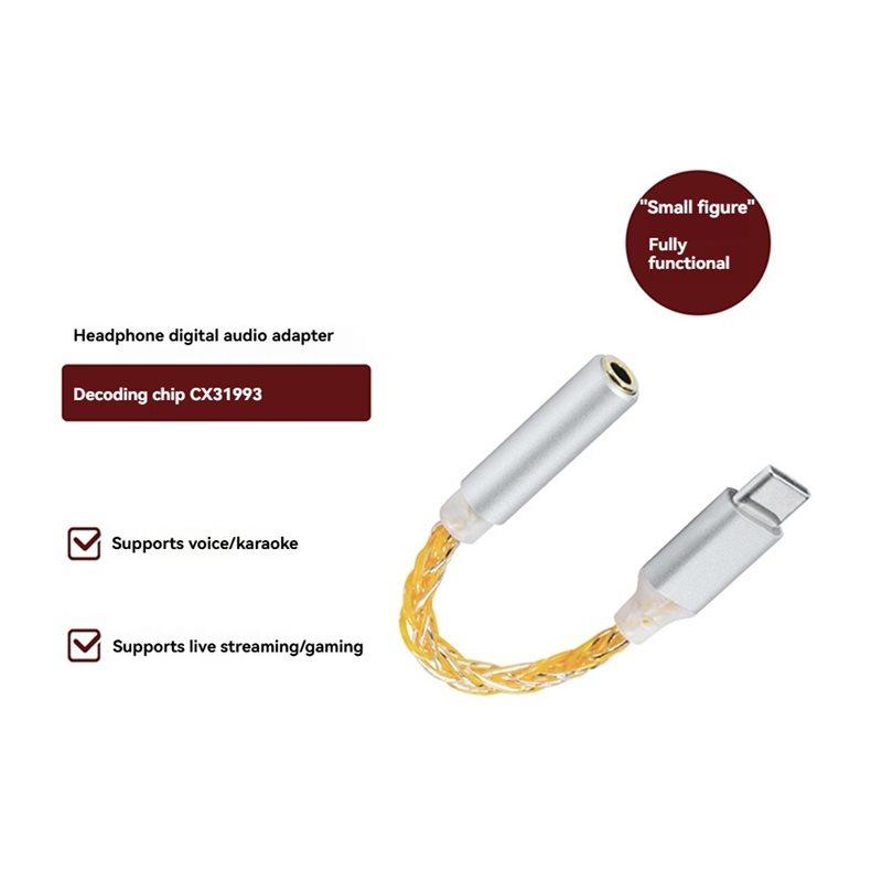 JM6 Type-C To 3.5Mm CX31993 Digital Audio Decoder Portable Amp Hifi DAC Mobile USB Adapter Type-C To 3.5Mm