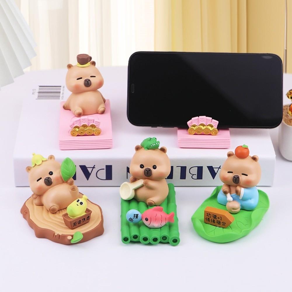 Desk Decor Capybara Mobile Phone Stand Figure Model Capybara Cell Phone Bracket Desktop Ornaments