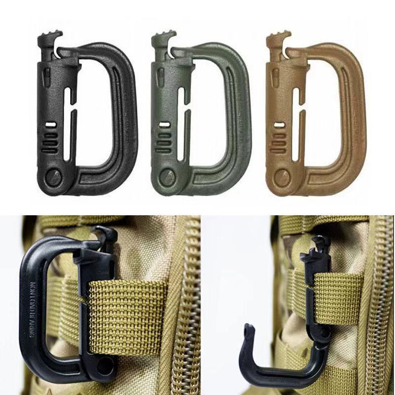 Тактическая D-образная пряжка-кольцо, карабин MOLLE для улицы, пластиковый зажим-защелка, точка крепления к тактическому жилету/сумке, крепеж
