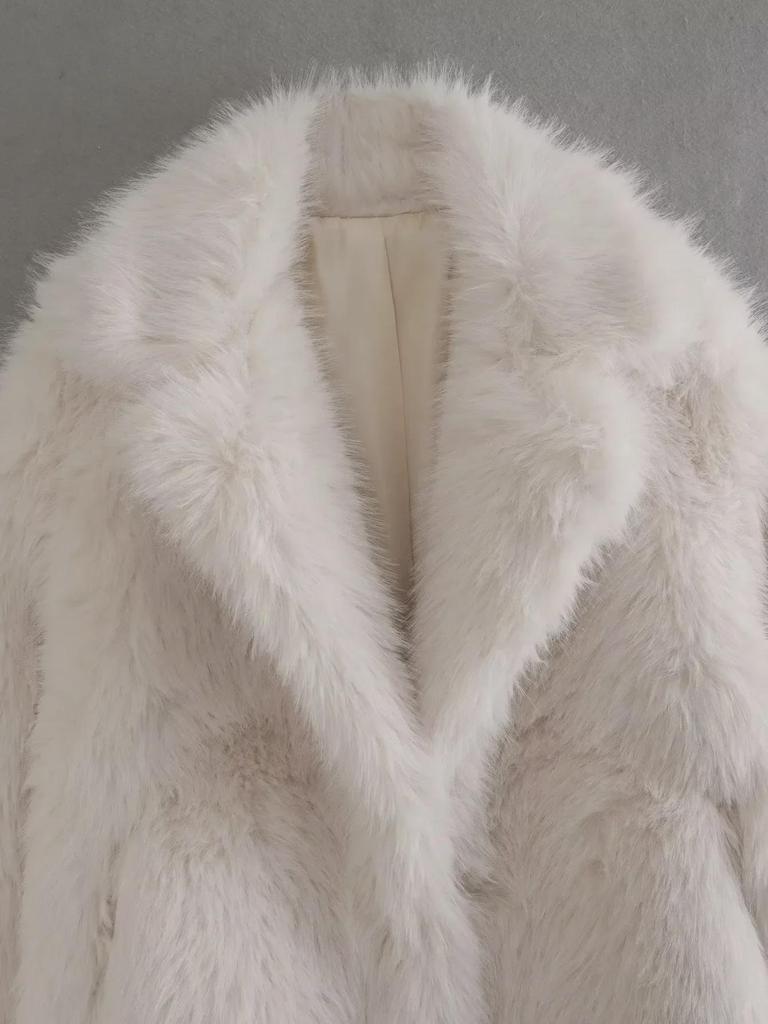 Women's 2024 Faux Fur Winter Coat with Large Lapel