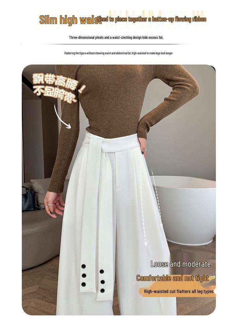 Women's 2026 Spring Strappy Blazer High-Waist Wide-Leg Drape Pants