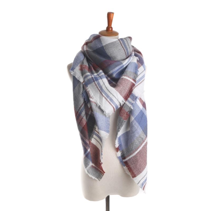 Plaid Scarf, Large Square Scarf, Women's Autumn and Winter Warm Acrylic Shawl