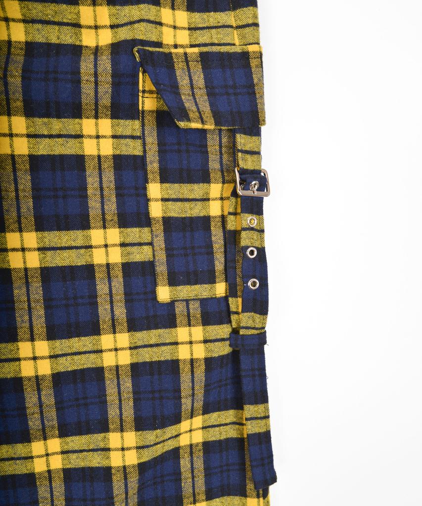 Catharsis Check Belted Elastic Long Skirt Yellow One Size