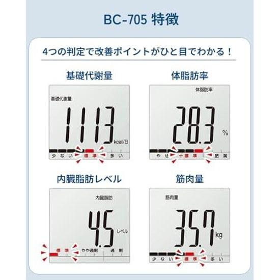 Tanita Weight Scale Body Composition Monitor Health Meter BC-705NBody Fat Percentage Visceral Level Muscle Mass Basal Metabolic Rate Age BMI Made LCD