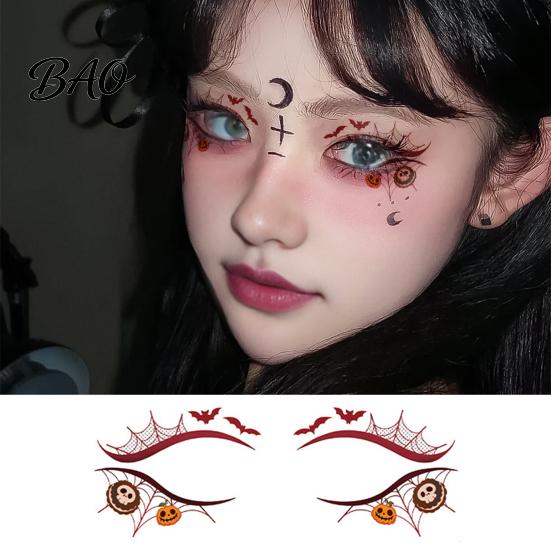 Spider Web Face Art Halloween Temporary Tattoos for Women, Waterproof Pumpkin Spiderweb Music Festival Decals Eye Stickers Masquerade Carnival Cosplay