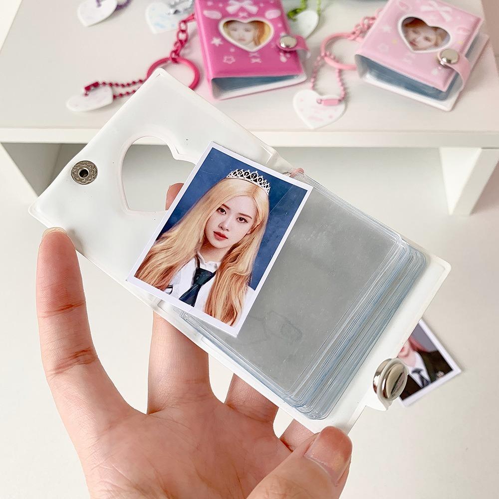 Keychain Mini Photocards Holder Snap Closure Album Book New Photo Album