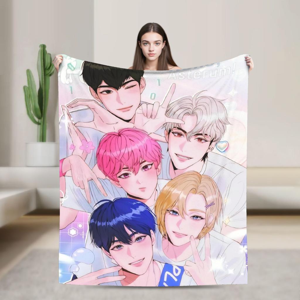 Blankets Travel Kpop PLAVE Caligo pt Throw Blanket Flannel Bedspread For Couch Chair Sofa Bed Graphic Sofa Bed Cover