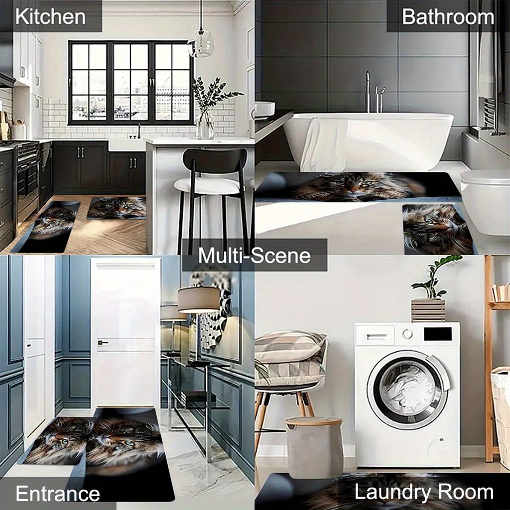 1 шт. милый кошачий узор напольный коврик современный кухонный полиэстеровый ковер нескользящий красочный внутренний ковер для дома ванная комната спальня гостиная декор