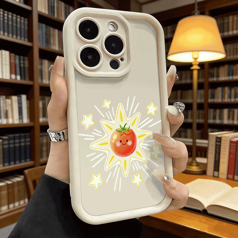 Cute Tomato Cartoon Character Luxury Anti-Slip Phone Case For Xiaomi Redmi Note 15 14 13 12 11 10 9 Pro Full Protective Cover