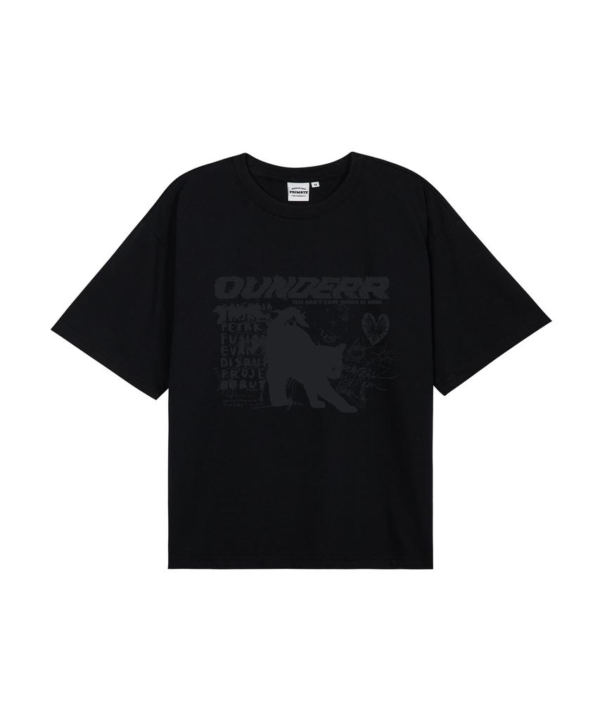 OUNDERR Mono Collection Кошка Футболка с коротким рукавом (черный)