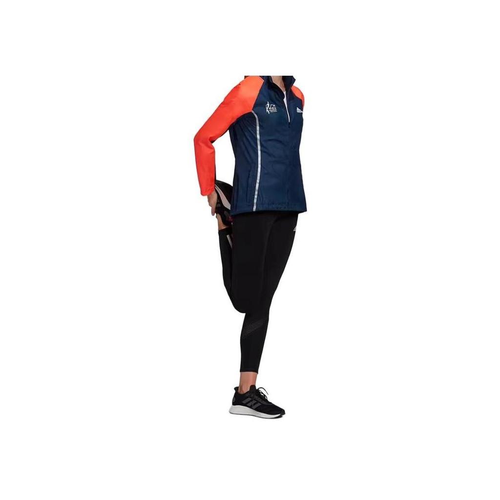 Adidas Gzm Ru Retro Sports Color Block Stand Collar Comfort Long Sleeve Jacket Women Orange Blue GV1324