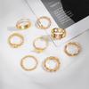 8 шт./компл., комплект колец в стиле хип-хоп с золотой цепочкой для женщин, простые кольца на палец с геометрическим рисунком в стиле панк, трендовые ювелирные аксессуары