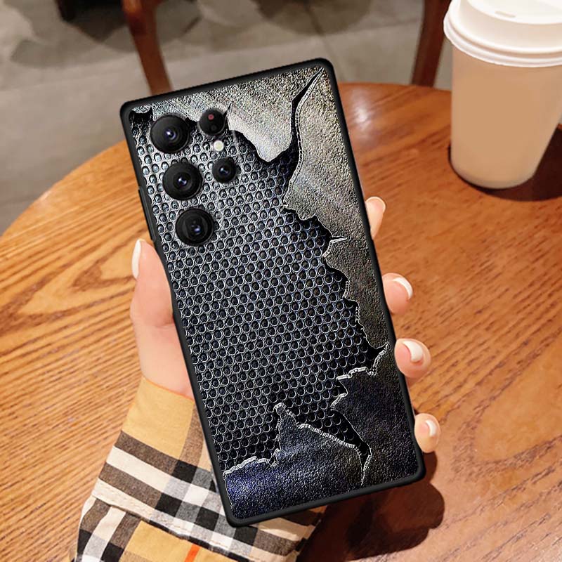 Креативная металлическая узорная чехол-накладка для Samsung Galaxy S26 S25 S24 S23 S22 S21 S20 Ultra Plus FE 5G Черный Мягкий ТПУ
