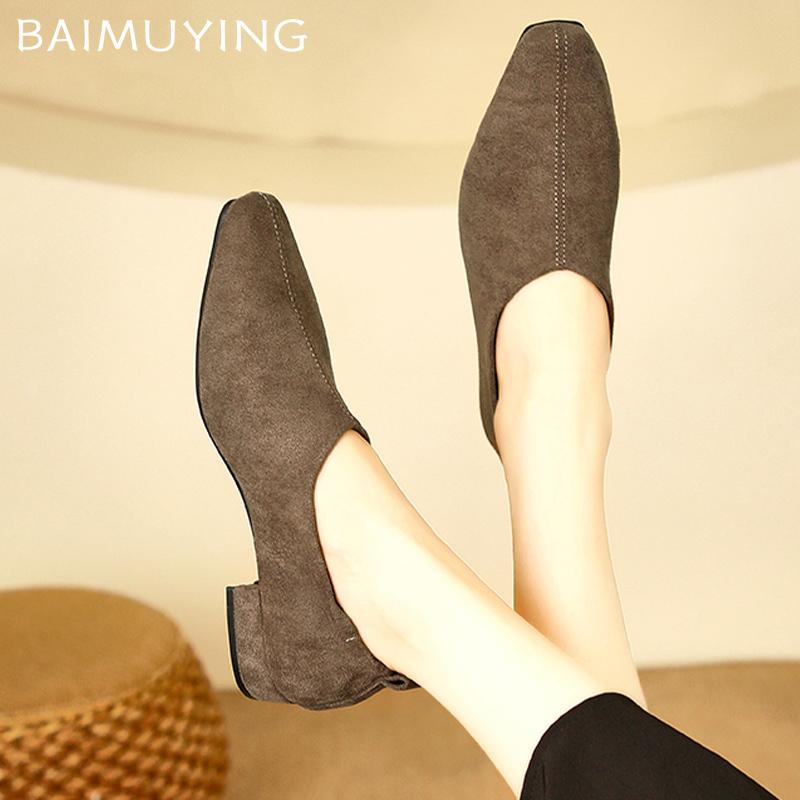 Туфли женские на толстой подошве из замши на среднем каблуке, модная элегантная обувь, новый бренд 2025 года, дизайнерские туфли-лодочки, зимняя классика, Mujer Zapatos