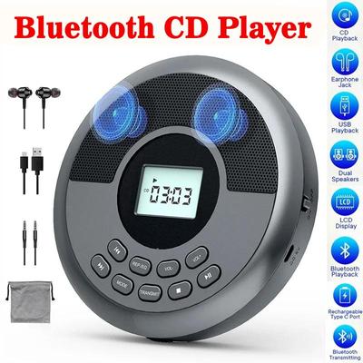 Портативный CD-плеер с Bluetooth-перезаряжаемым Discman с динамиками CD-плеер Walkman с USB-передатчиком Bluetooth