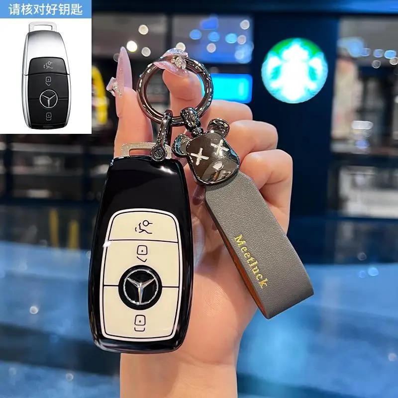 TGM3 Female Key Case for Mercedes Benz CLS CLA GL R SLK AMG A B C S Class 3 Button Remote Car Key Cover Holder Keychain Accessories