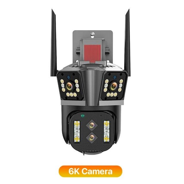Новая IP-камера EU 6K HD WIFI 16MP 10-кратный гибридный зум PTZ-камера с автоматическим отслеживанием Уличная камера с четырьмя объективами и тройным экраном Камера безопасности Домашний регистратор безопасности