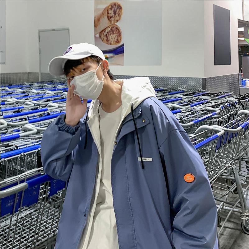 Новая весенне-осенняя куртка из двух частей с капюшоном, мужская модная одежда большого размера, куртка в гонконгском стиле для пар