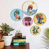 Металлические настенные тарелки | Украшение для дома | Дизайн в стиле Ворли | Настенное украшение для гостиной | Предметы декора | Подарки (Разноцветный) (Набор из 5)
