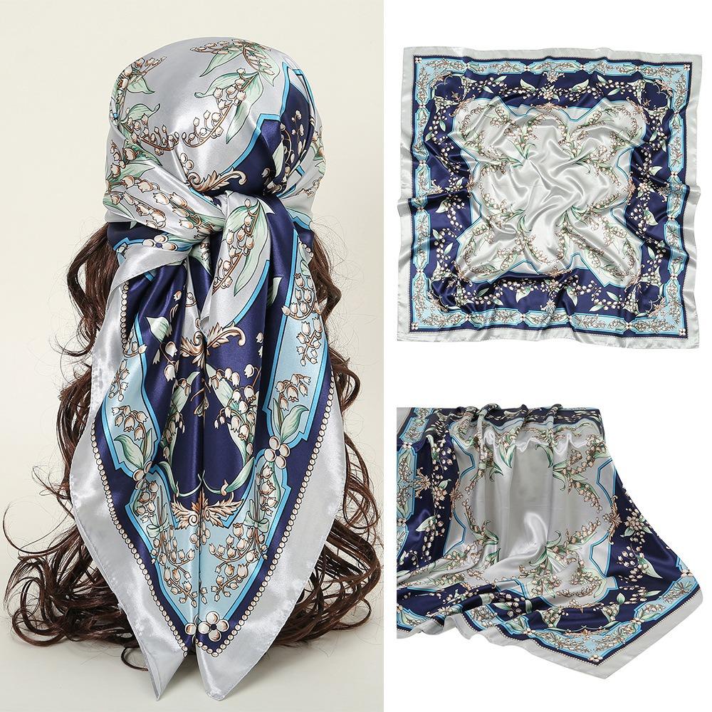 Satin Silk Large Hair Bandana Square Female Shawl Wrap Fashion Women Head Scarf