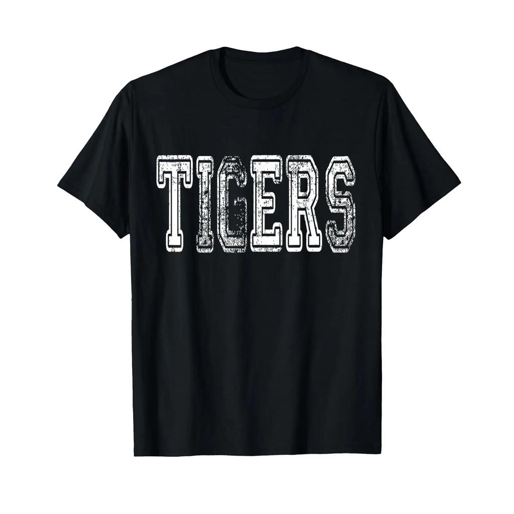 Tigers Mascot Distressed Vintage School Sports Name Fan T Shirt Vintage Stylish Designer Clothes Homme Comfortable