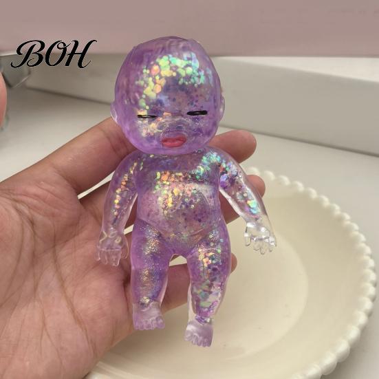 Babies Stress Ball Glitter Relief Toy, Clear Baby Doll Squeeze Soft Stretchy Portable Fidget Relaxing Gift for Adults Kids, Party Favors Relaxation