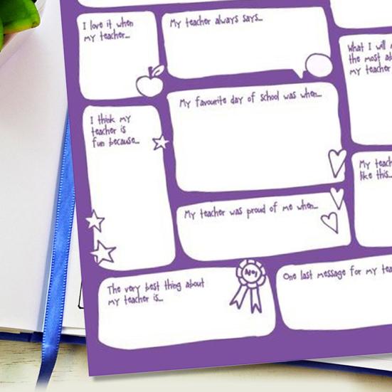 Adorable Thank You Teacher Card with Funny Questions Picture Frame Smooth Surface Easy To Write Cute Greeting Card