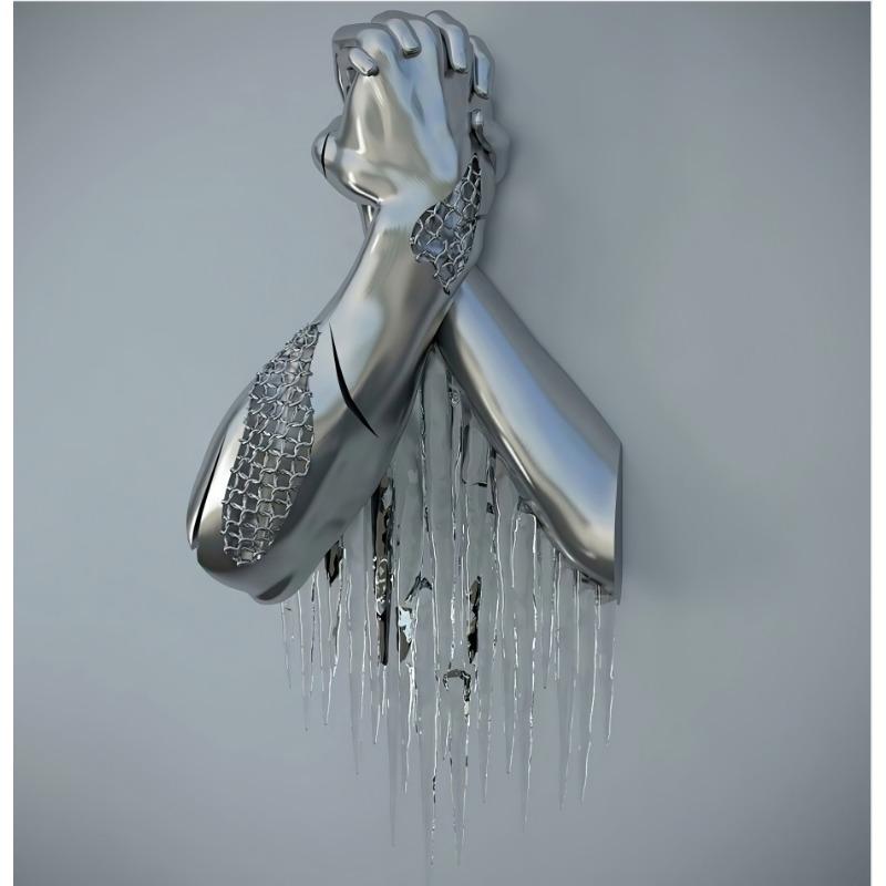 Золотая металлическая фигура статуя обнимает художественный постер, украшение дома, высокое разрешение, покраска распылением, безрамная основа для холста