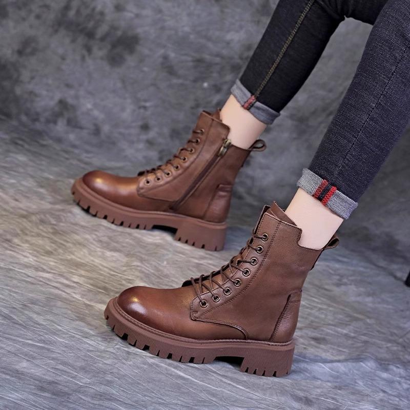 2025 Autumn and Winter New Boots Martin Boots Thick-soled High-value Versatile British Style Short Boots Support