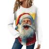 Женская Мода Повседневный Свободный Топ с Круглым Вырезом и Длинным Рукавом с Рождественским Принтом