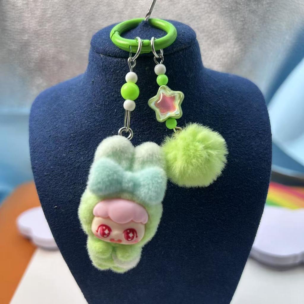 Мультяшная флокированная кукла, брелок-подвеска, милая кукла, DIY аксессуары, подвеска для украшения мобильного телефона