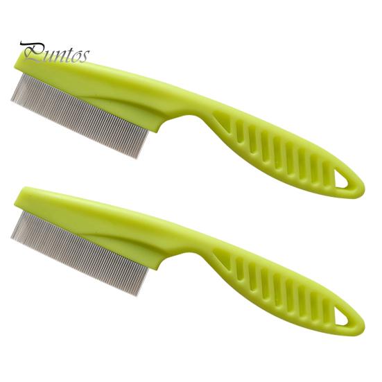 2 шт. расческа для удаления пятен от блох для домашних животных, расческа из нержавеющей стали с мелкими зубьями, щетка для ухода за домашними животными, массажная расческа для домашних животных, собаки, щенки