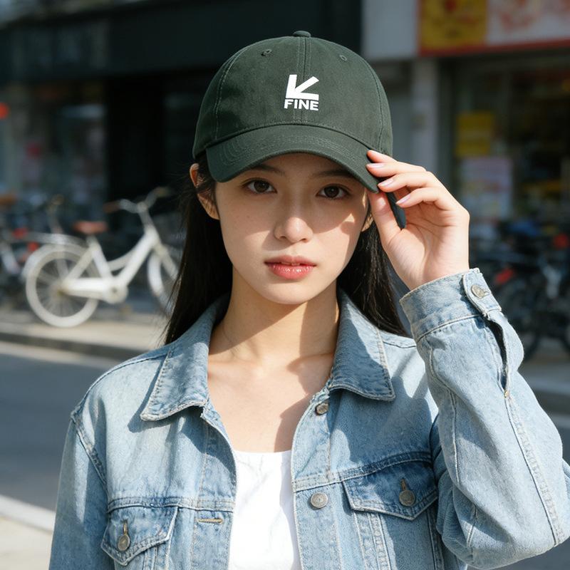 Fashion Hat Women'S Spring Summer Curved Brim Versatile Sunshade Baseball Cap Solid Color Embroidered Cotton Sunscreen Cap