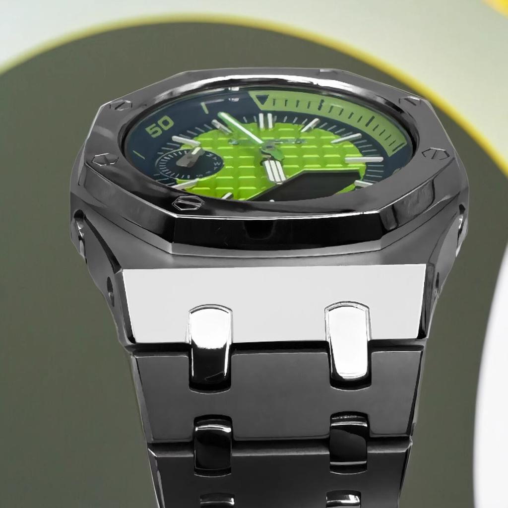 Мод-комплект GA2100 Корпус из нержавеющей стали Ремешок для часов Для Casio G-SHOCK Farm Oak GA-2100 GA-2110 GA-B2100 Металлическая рамка для часов Ремешок для часов