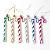 6PCS Glitter Candy Cane Christmas Tree Decorations Cute Candy Cane Tree Hanging Ornament for Holiday Party Decoration Favor