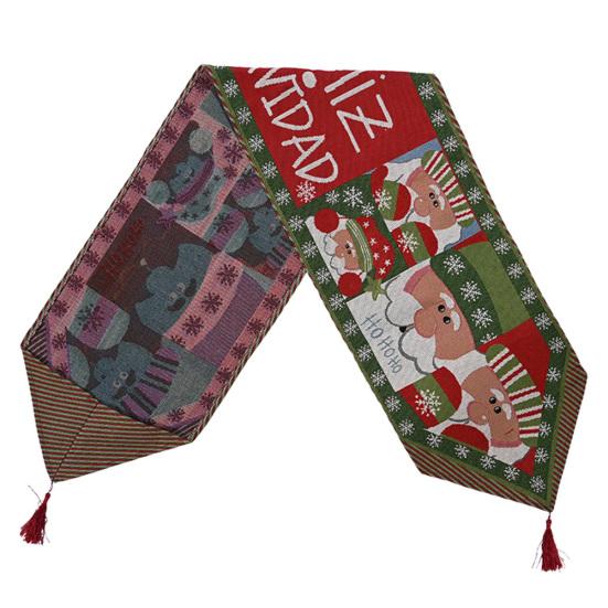 Pwichdn Рождественские украшения Трикотажная ткань Креативная красочная скатерть-бегун