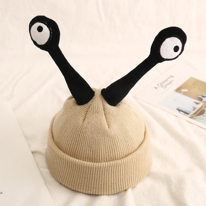 Забавные шерстяные шапки с насекомыми на зиму, мультяшные шапки-пуловеры с большими глазами для мальчиков и девочек и вязаные теплые шапки для детей.