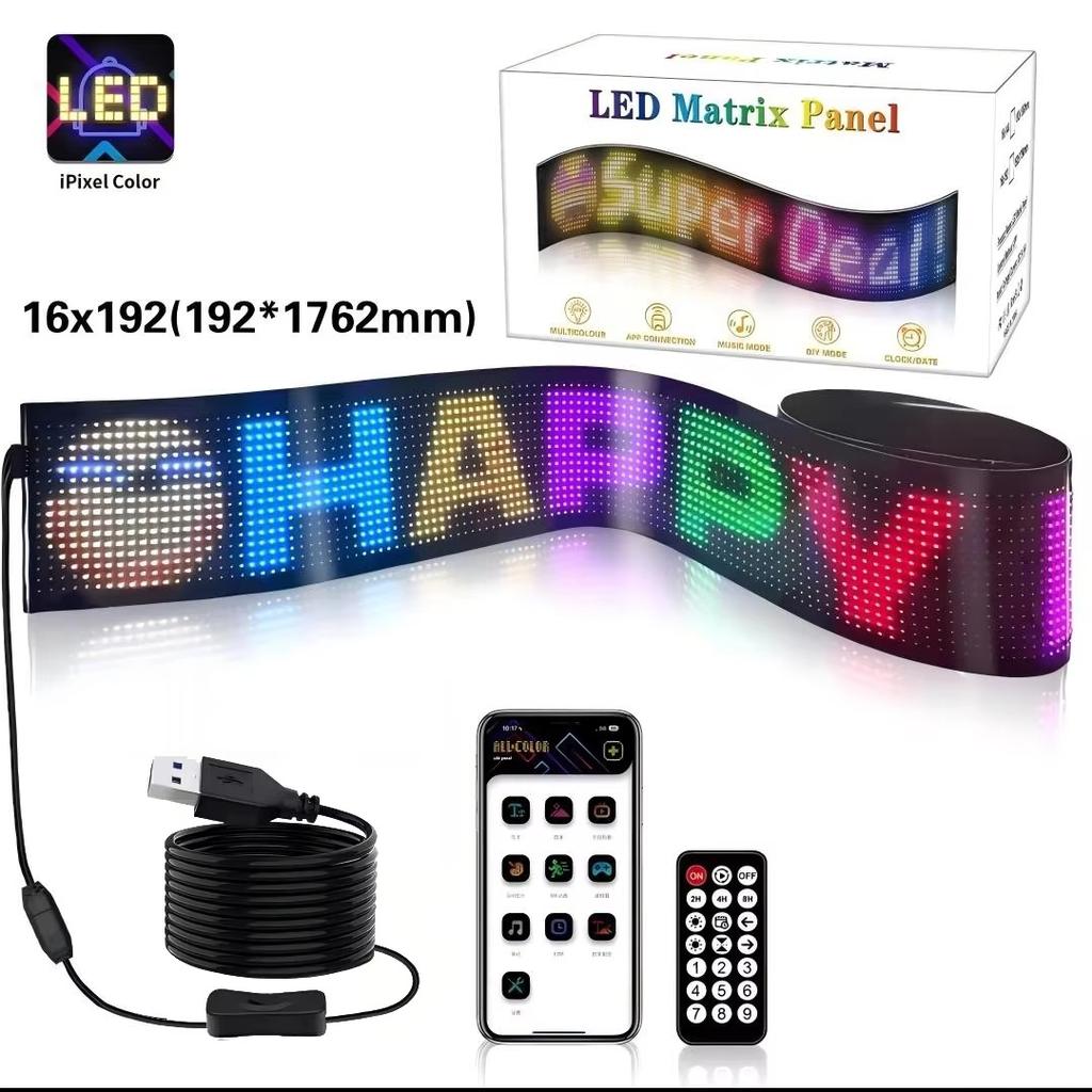 Car LED Sign Bluetooth APP LED Matrix Pixel Panel Night Light DIY Programmable Flexible LED Display For Car Store Hotel Bar