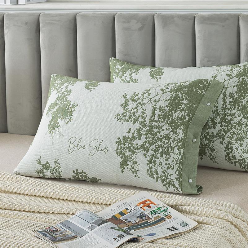 1 шт. Комплект наволочек из 100% хлопка с боковыми кнопками, Нескользящие жаккардовые наволочки для стандартных подушек и подушек с эффектом памяти - 50x75 см