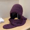 Комплект шапка и шарф для женщин Модный и повседневный Бархатный и утолщенный Уличный теплый Ветрозащитный и защищающий уши Шерстяная шапка