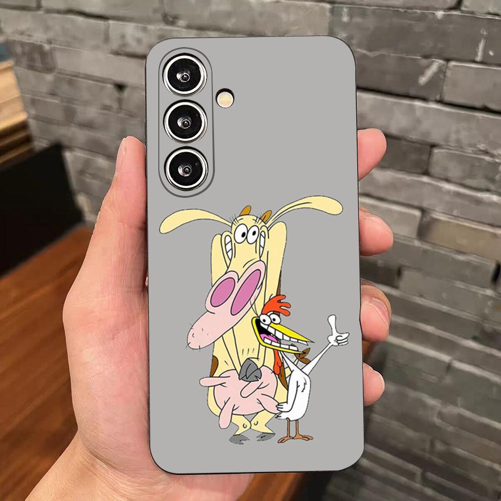 Cow And Chicken Cartoon Phone Case For Samsung S25 Edge S24 S23 S22 S21 S20 Ultra Plus Fe Galaxy A54 A53 A34 A25 A16 Silicon Cov
